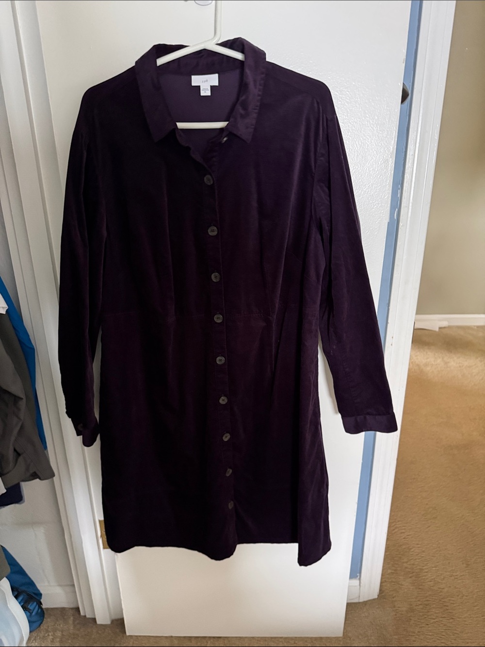 J. Jill Button-Front Shirt Dress in Deep Plum